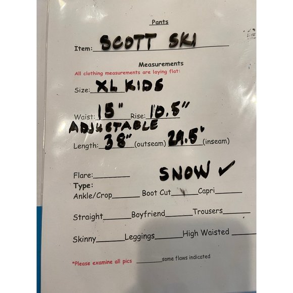 Scott Outerwear Snow Pants Ski Snowboard Adjustable Waist Kid’s X-Large Red - Picture 7 of 7